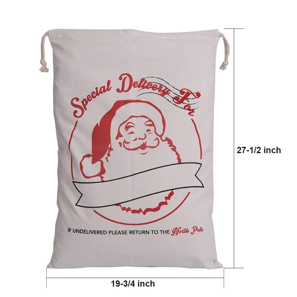 Quick Ship! Personalized GIANT Christmas Drawstring Canvas Santa Stocking Bag