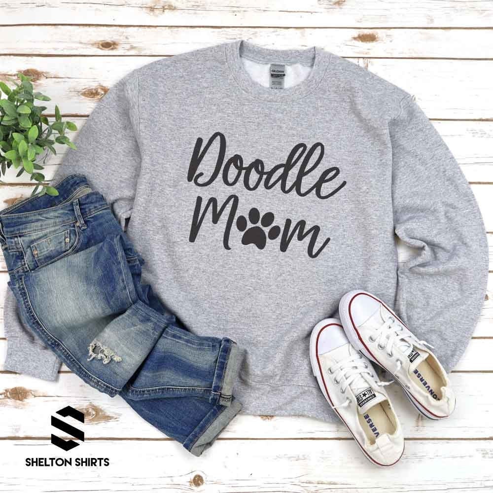 Doodle Mom Super Comfy Crew Neck Heather Grey Unisex Sweatshirt