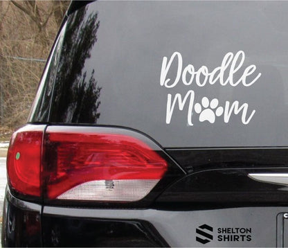 Doodle Mom with Paw Print Vinyl Car Decal Sticker - Dog Mom - Doodle Grandma