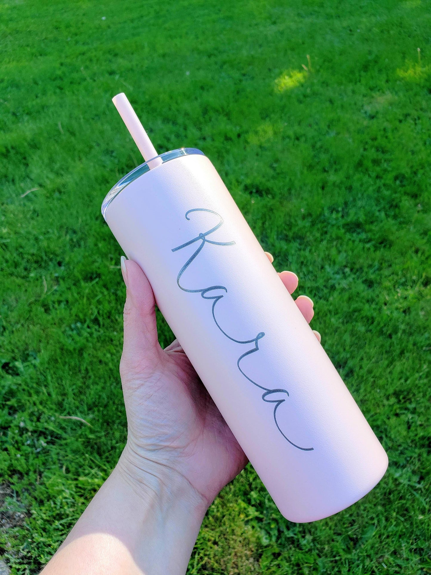 Laser Engraved Name Tumbler with Script Font on the side