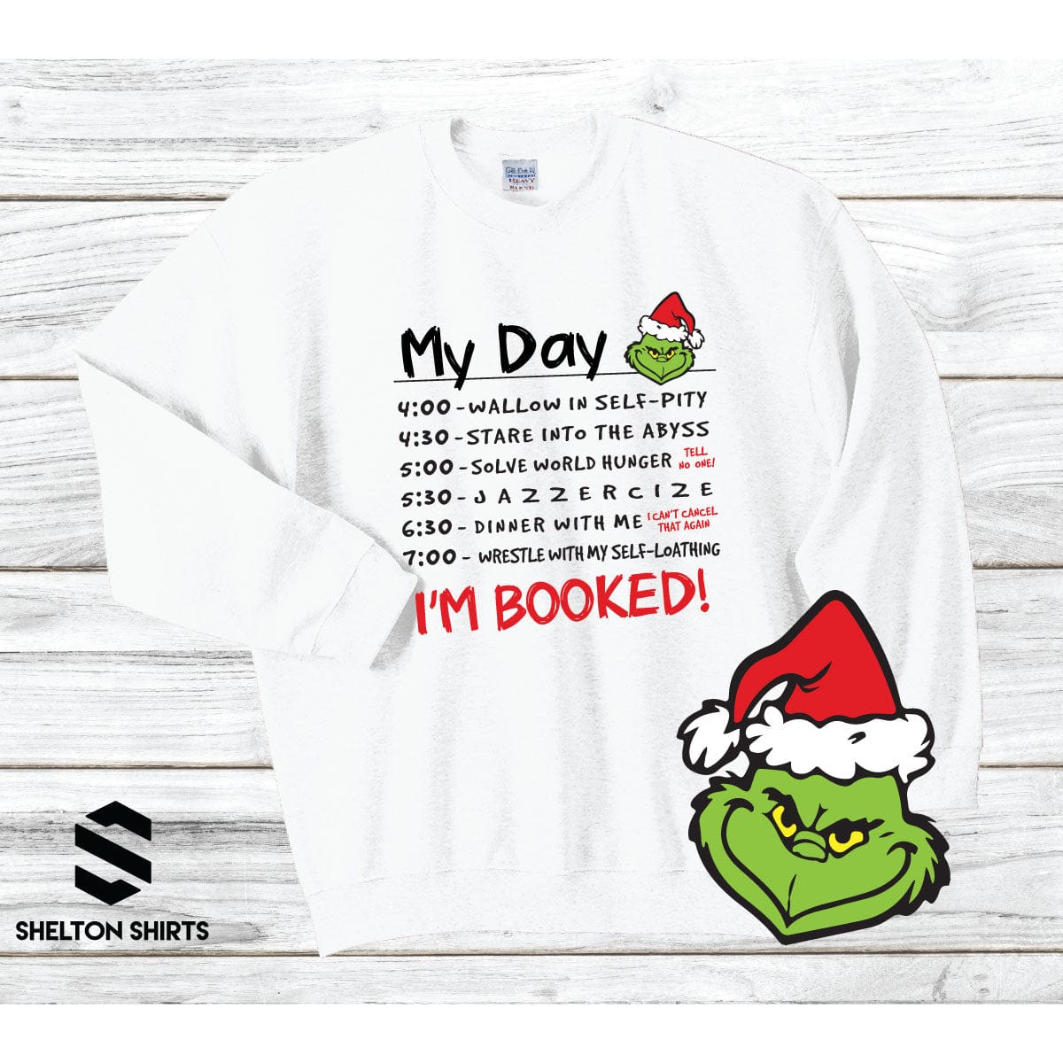 Im Booked! 4:00 Wallow in Self Pity Daily Routine The Grinch Quote Unisex Sweatshirt