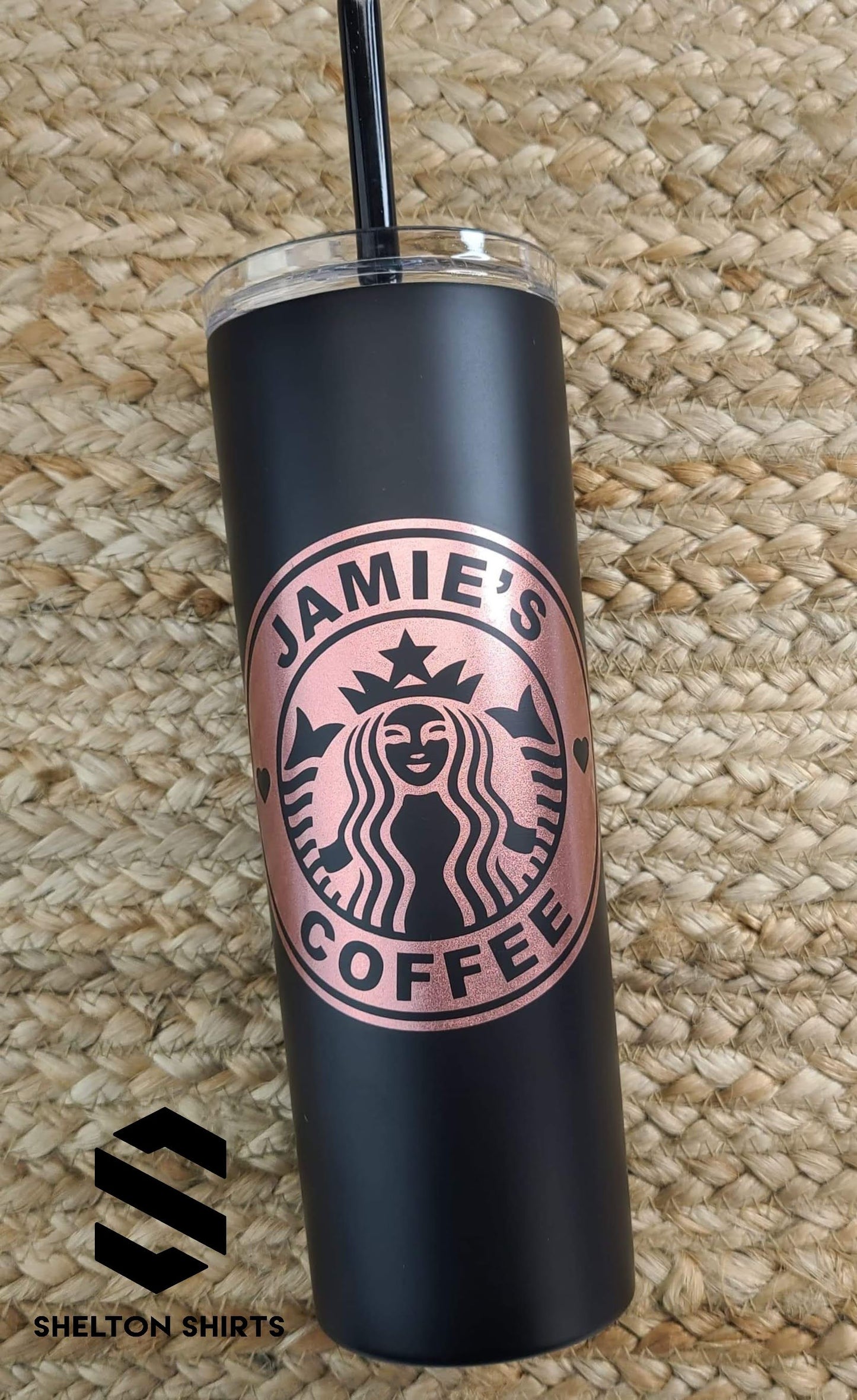 Marble Tumbler with Matte Black Starbucks Logo Decal