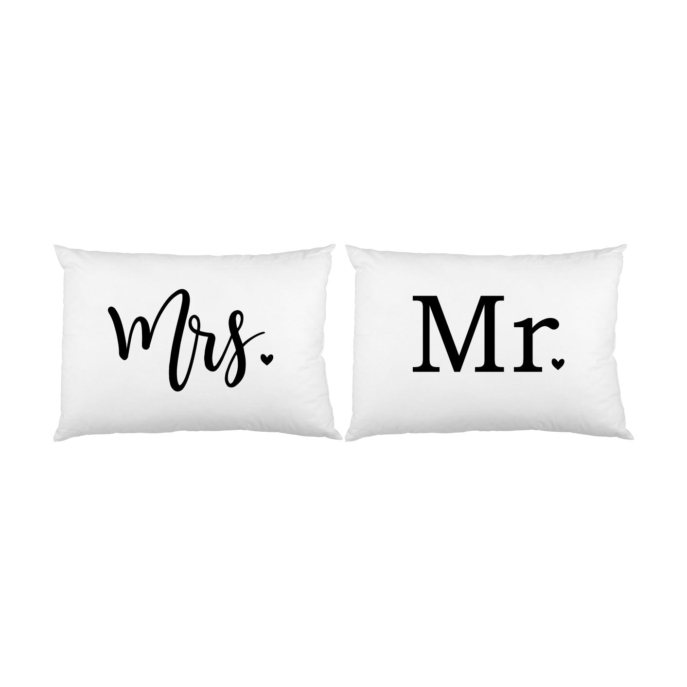 Wifey and Hubby with Hearts Pillowcase - Set of 2