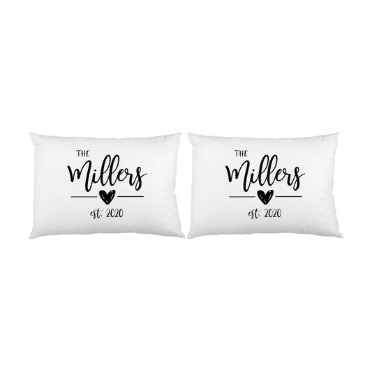 Personalized Last Name with Est Date Pillowcases - Set of 2